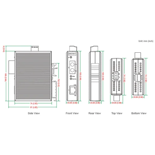 Медиаконвертер Ethernet 10/100BaseTX в 100BaseFX (многомодовое оптоволокно) в пластиковом корпусе MOXA Медиаконвертер Ethernet 10/100BaseTX в 100BaseFX (многомодовое оптоволокно) в пластиковом корпусе MOXA